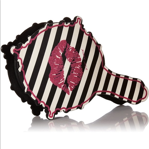 Rare Betsey Johnson Kitsch Hey Good Lookin Mirror Wristlet NEW VeganLeather - Picture 2 of 7